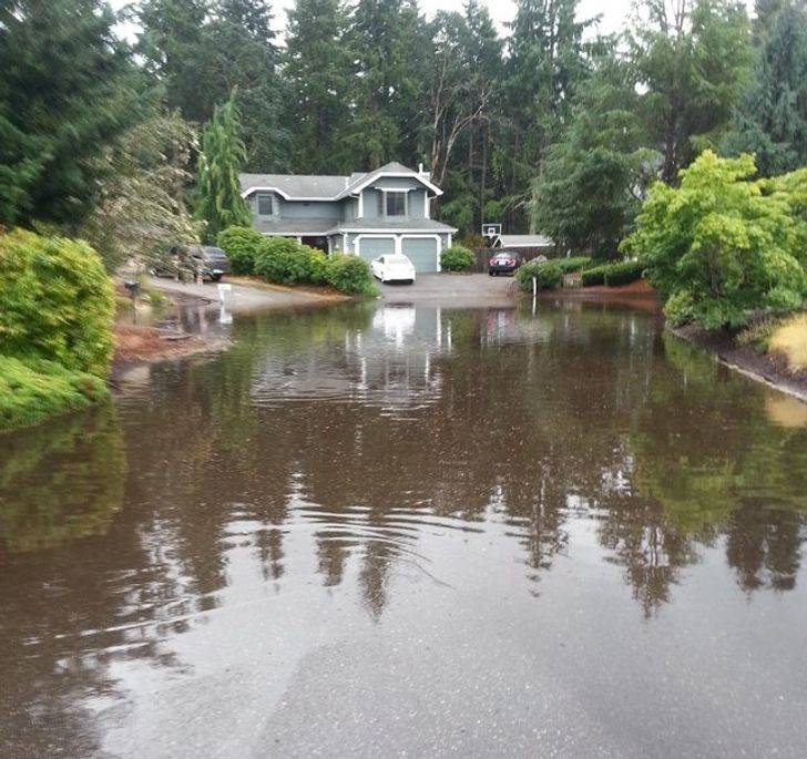 flooded street outside home