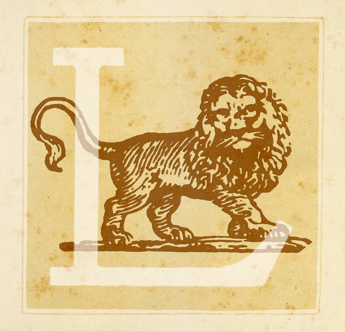 Capital letter L with Zodiacal Sign of the Lion