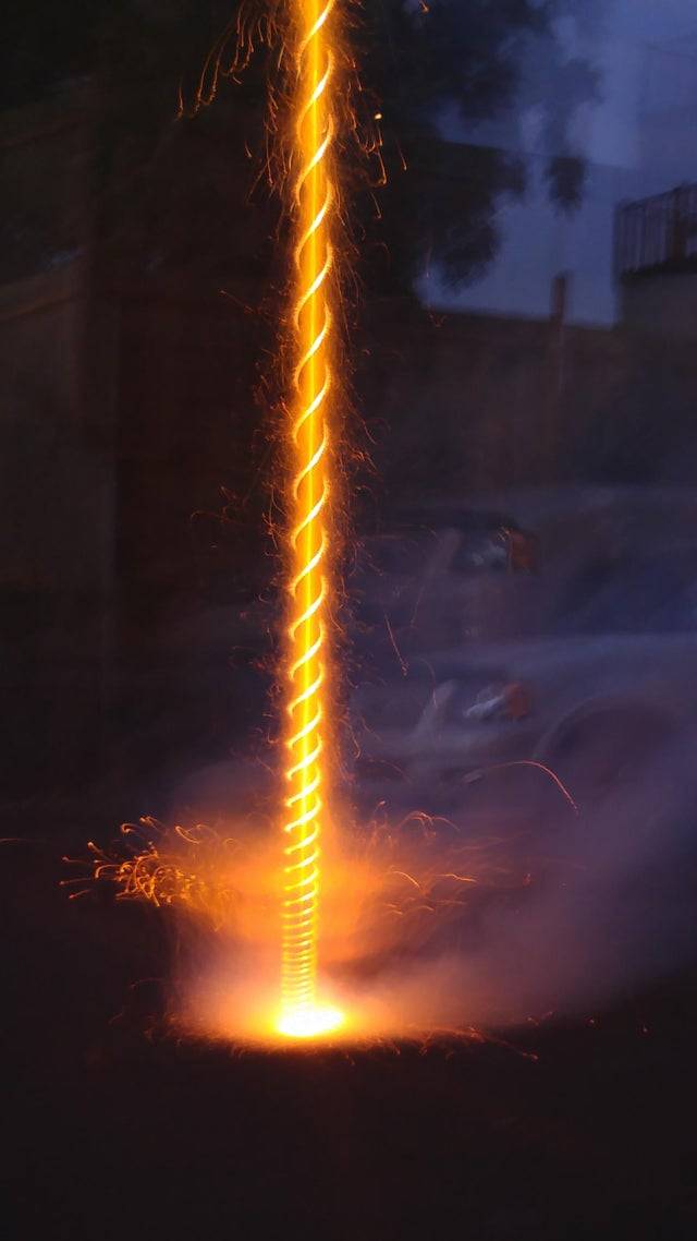 long exposure firework taking off