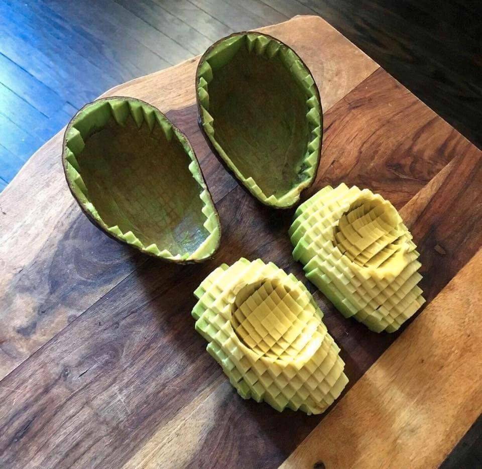 carved avocado pixelated