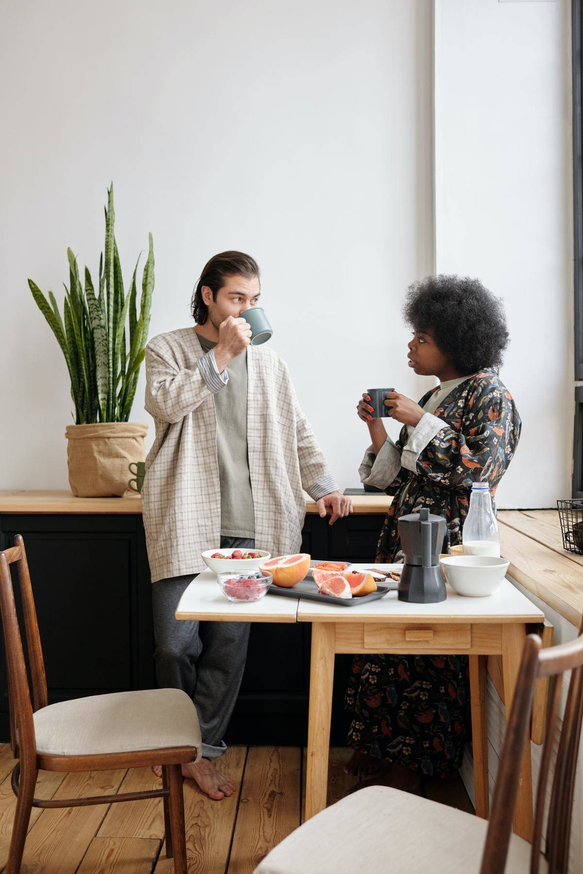couple having serious conversation over coffee