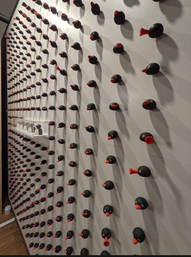 pingu heads on wall