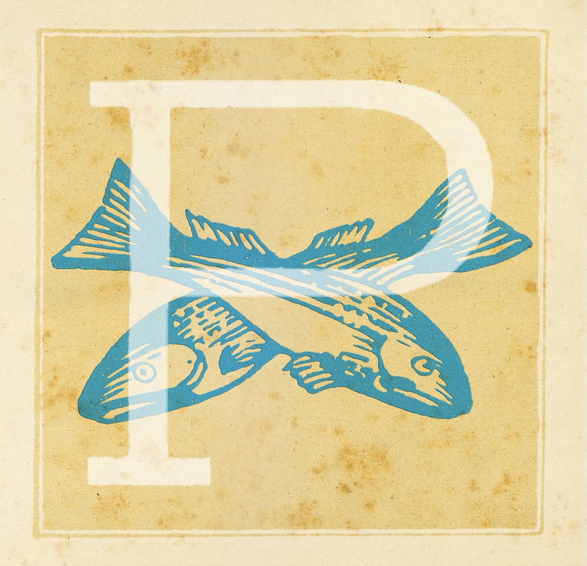 Capital letter P with Zodiacal sign Pisces