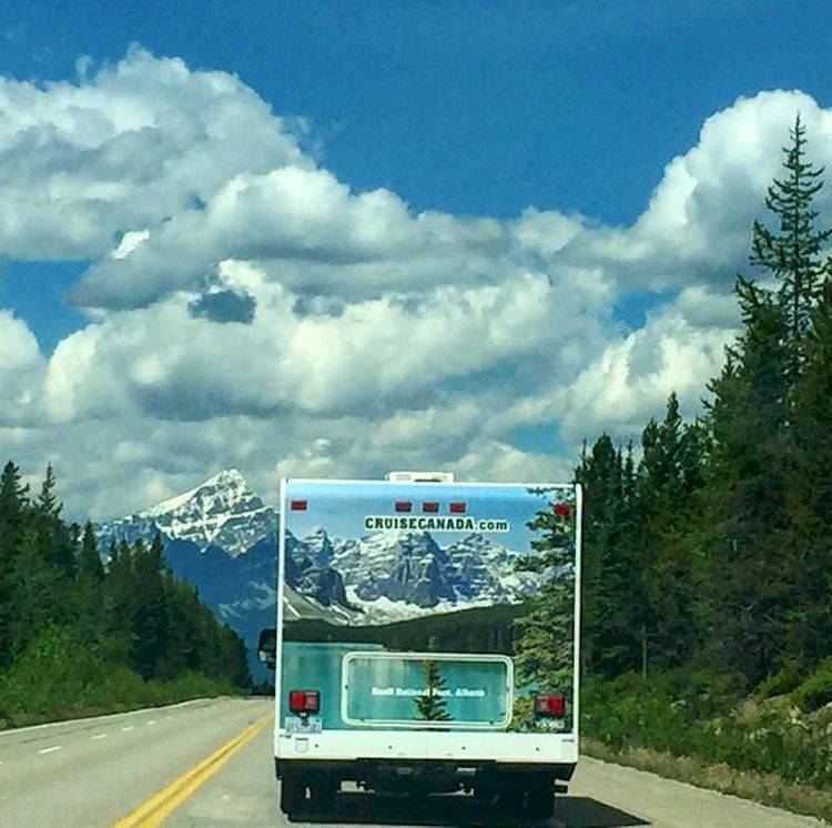 mountain on truck next to real mountain
