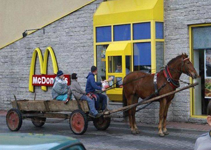 with a horse for drive thru
