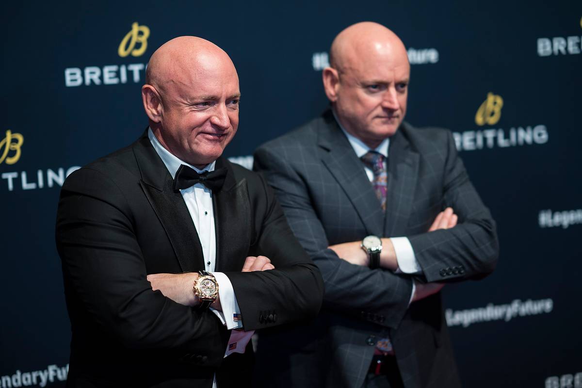 Mark Kelly (L) and Scott Kelly attend Breitling Celebrates The North American Stopover.