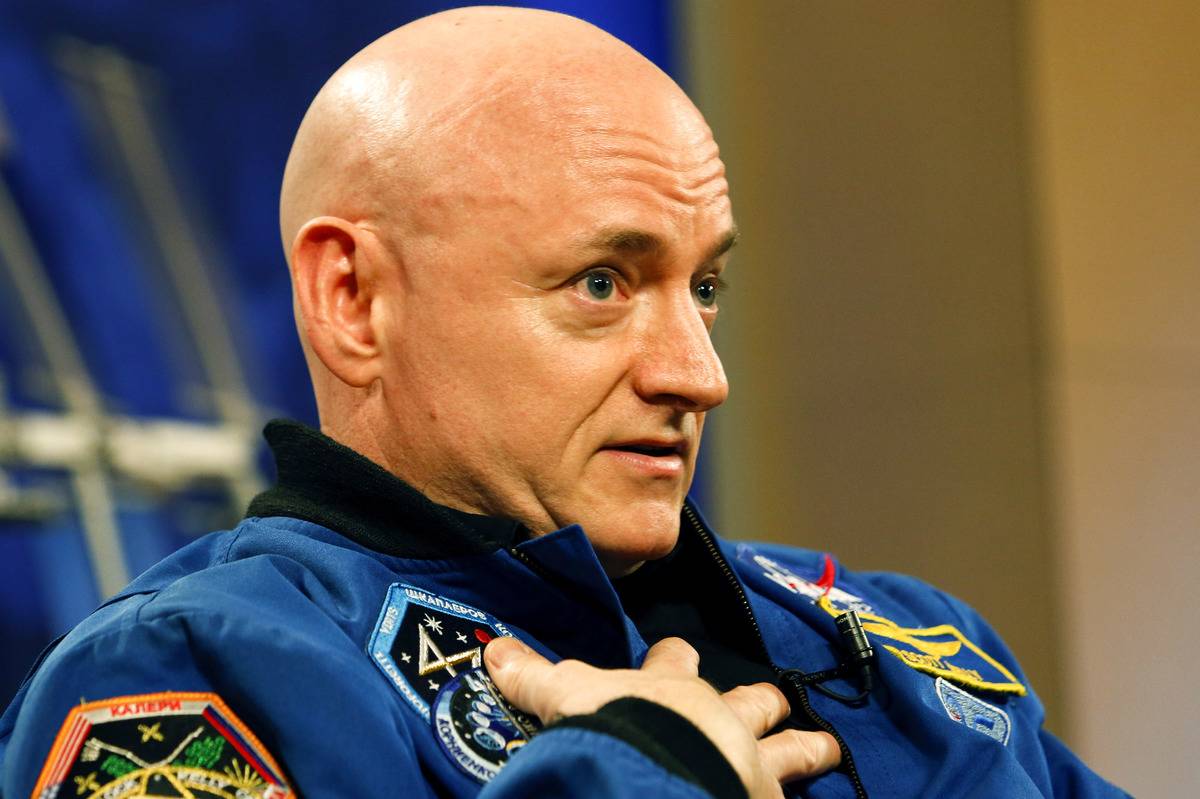 Astronaut Scott Kelly interviews with the media after returning from one year in space.