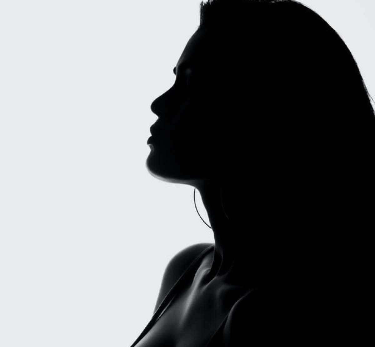 Close up shot of side profile silhouette of woman  