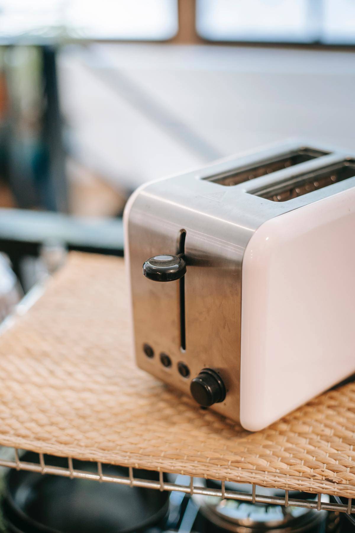 toaster on wooden counter