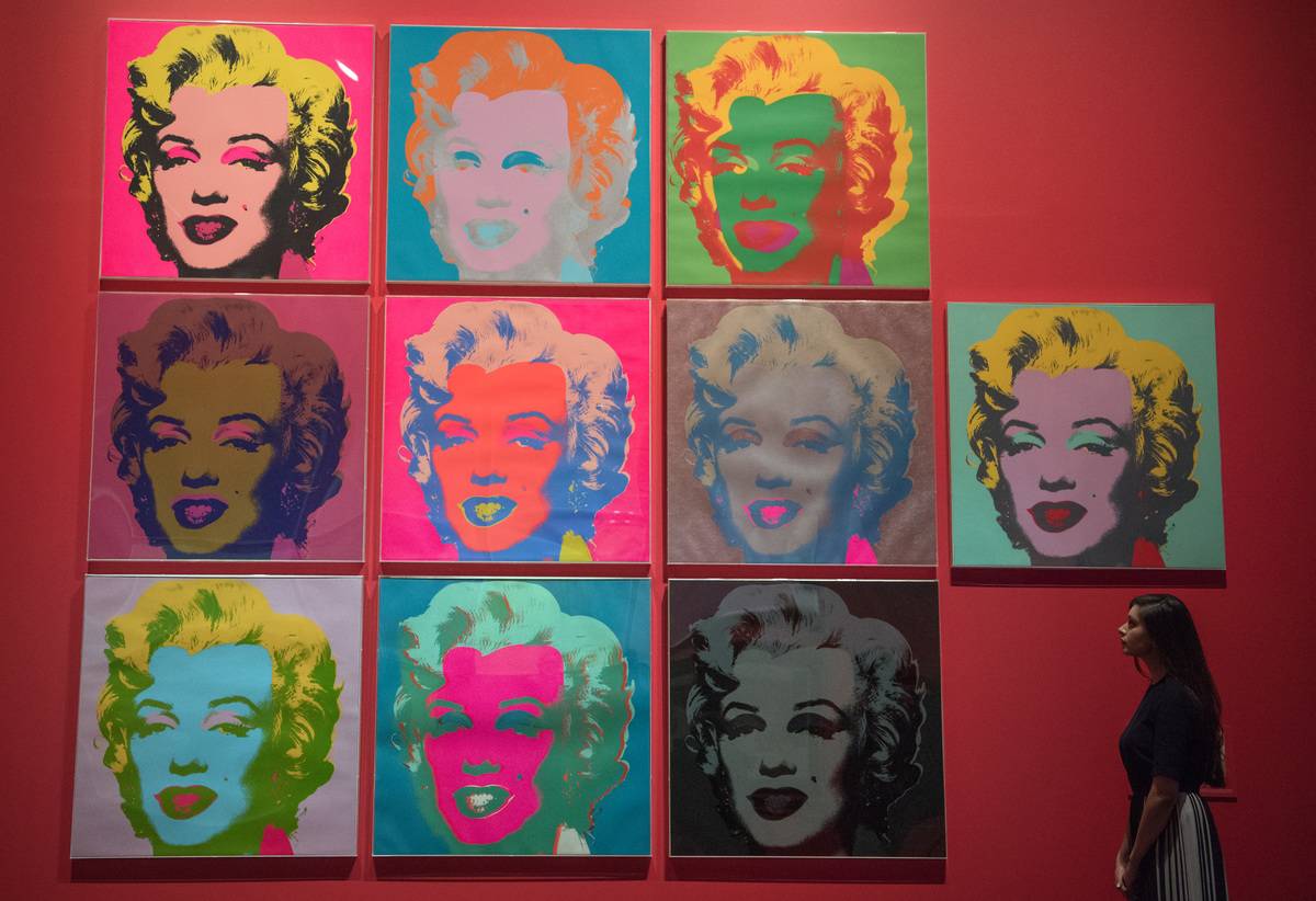 Collection of Andy Warhol art 10 images of Marilyn Monroe in neon colors