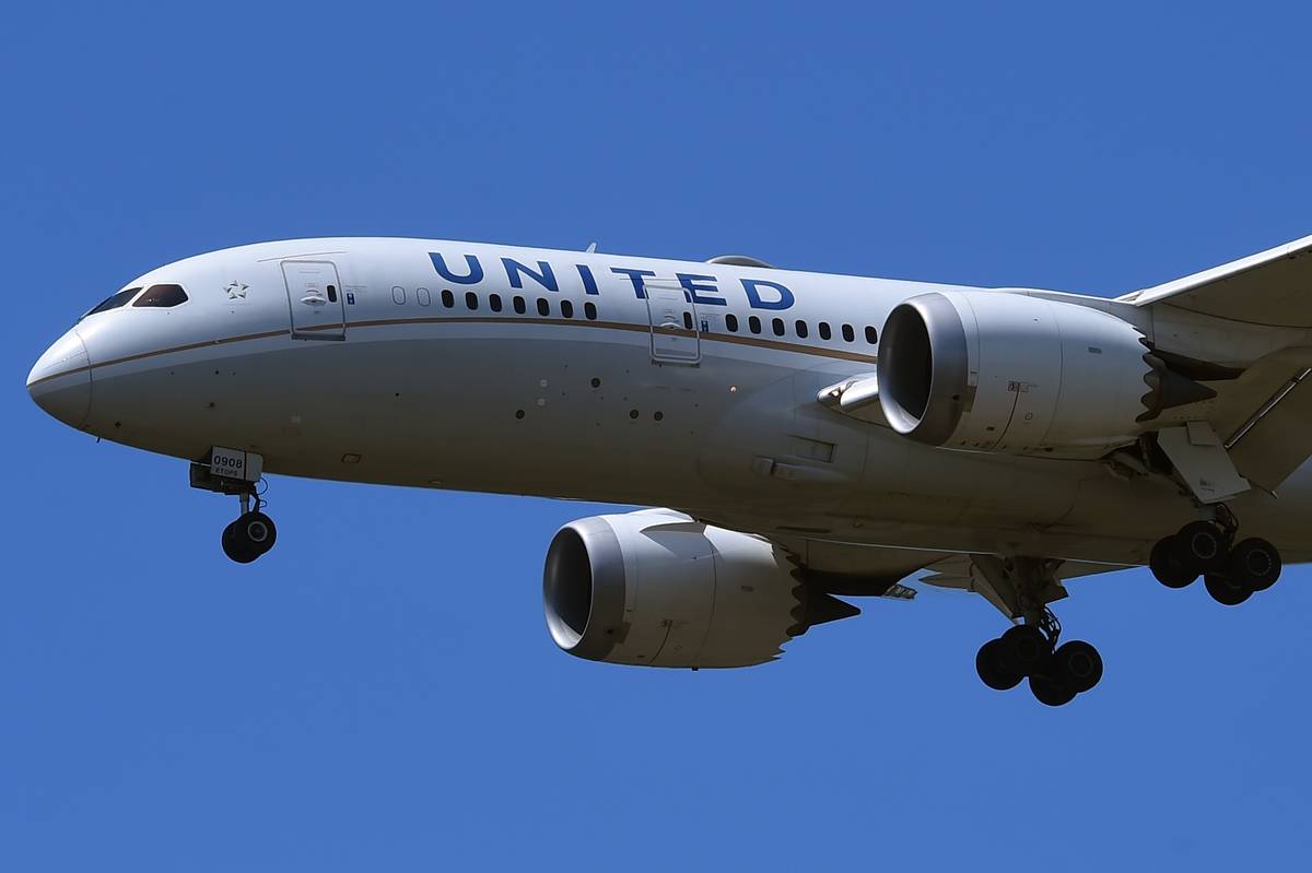 Boeing 787 Dreamliner United Airlines. Aircraft at Fiumicino International Airport.