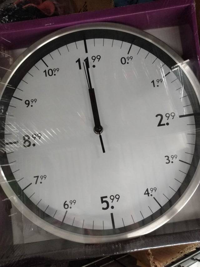 clock with .99 numbers on it