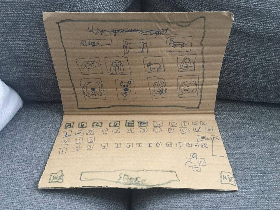 fake computer made of cardboard