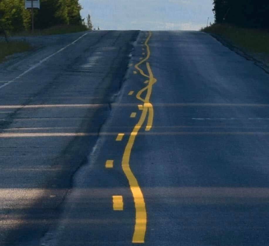 road lines not straight