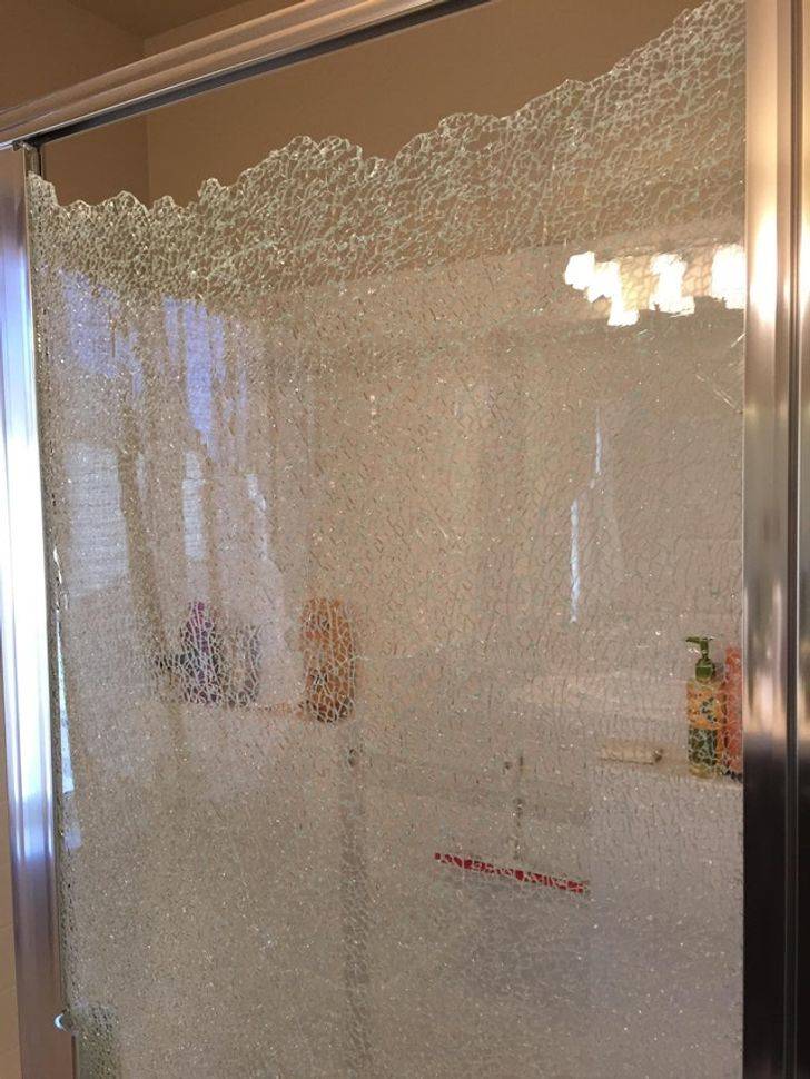 shattered shower and no explanation 