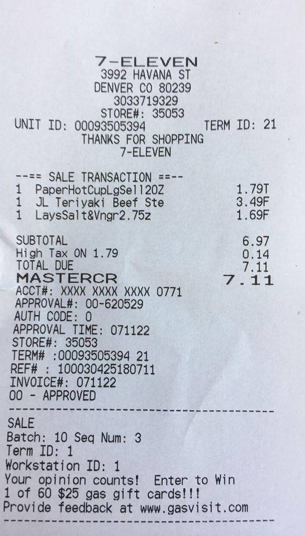 spent 7.11 at 7/11 at 7:11