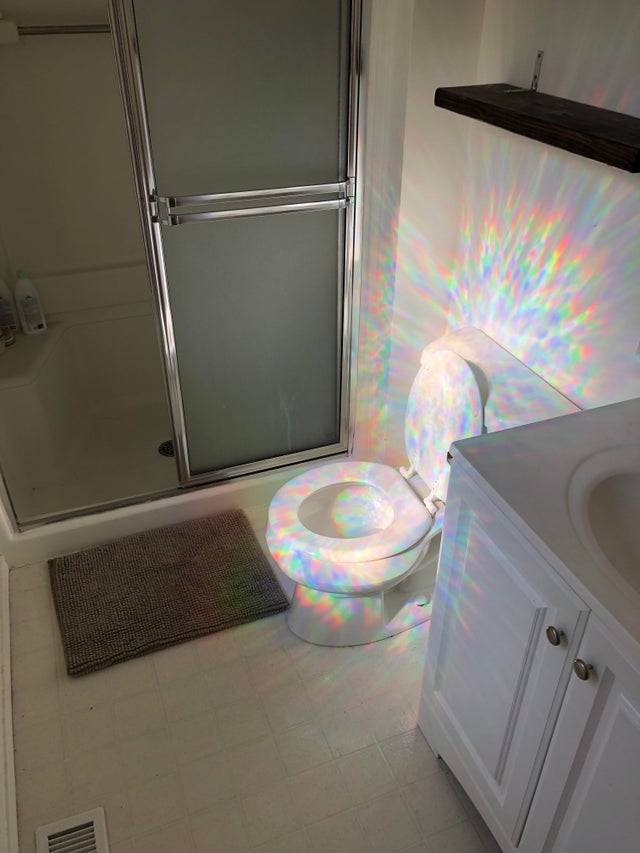 rainbow light around toilet