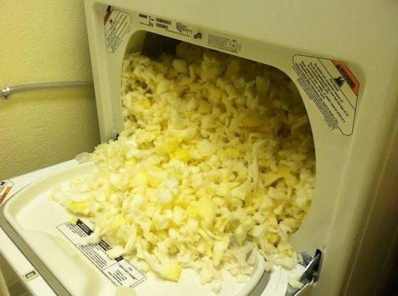dog bed fluff ripped apart in washing machine