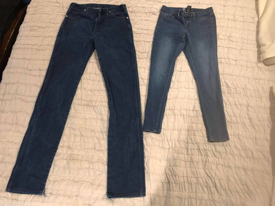 Jeans from two people, different heights, one is 6'3