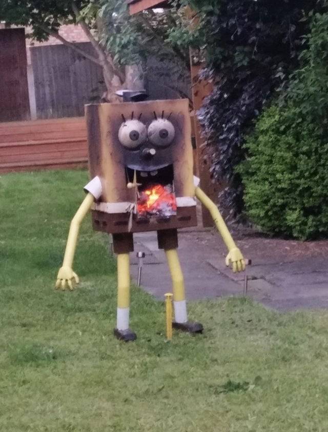 SpongeBob with fire in his mouth