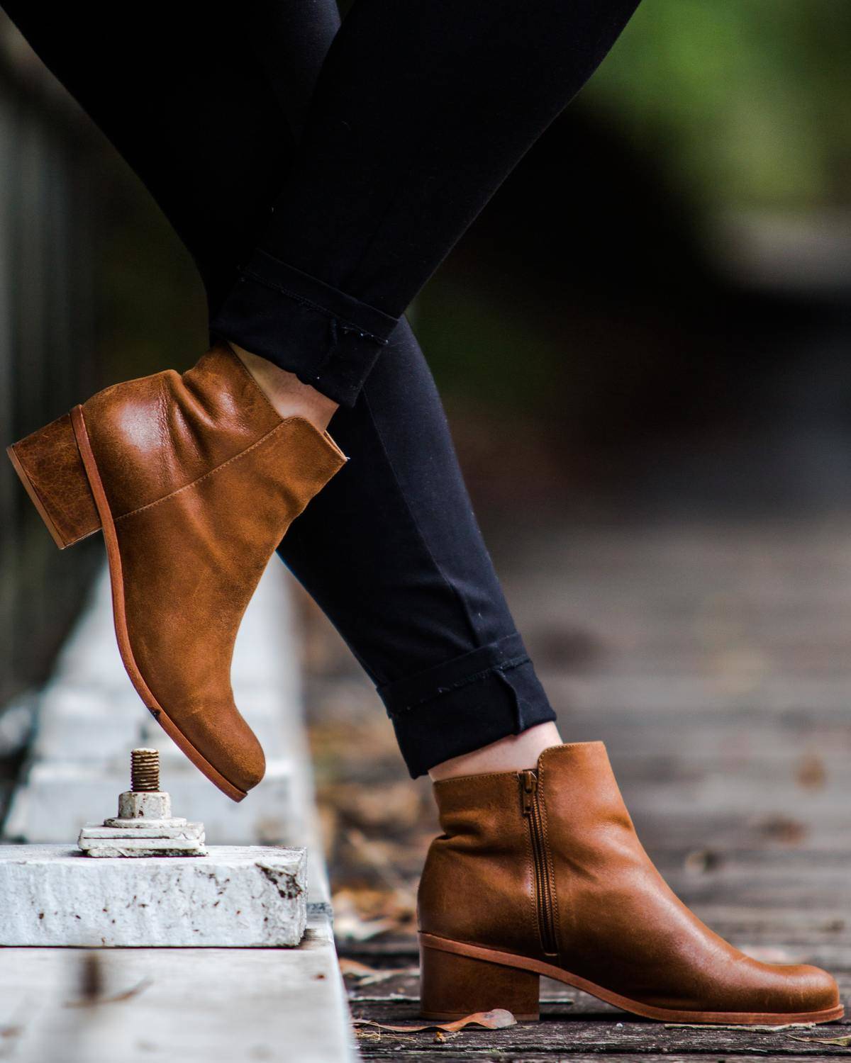 Woman wearing ankle boots