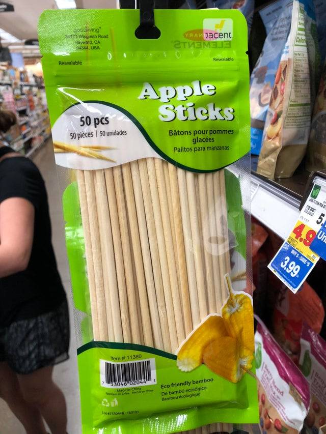 apple sticks advertised with corn