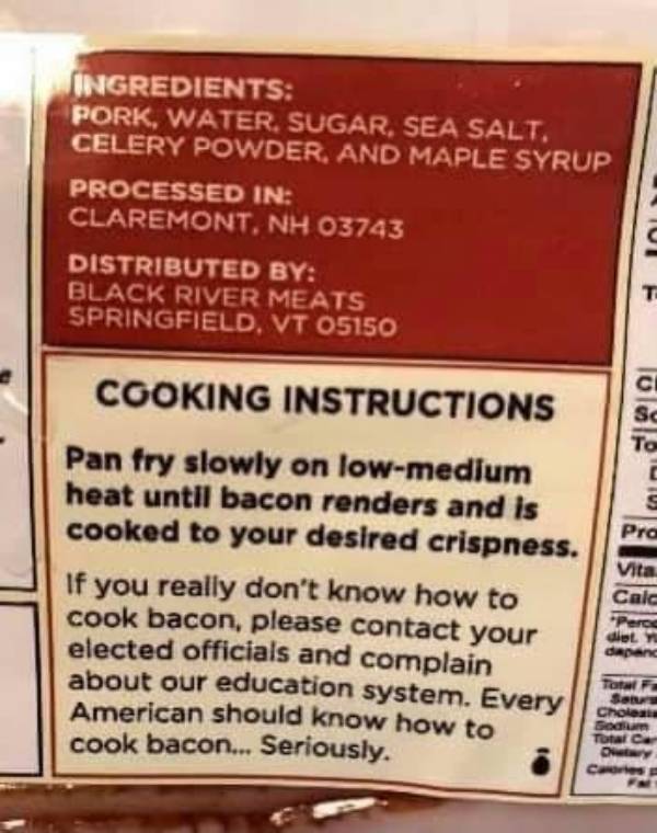 bacon cooking instructions in case you don't know
