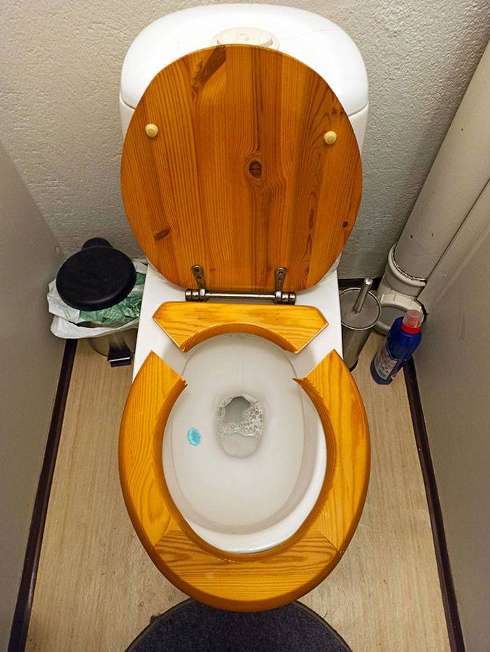 broken toilet after sitting on it