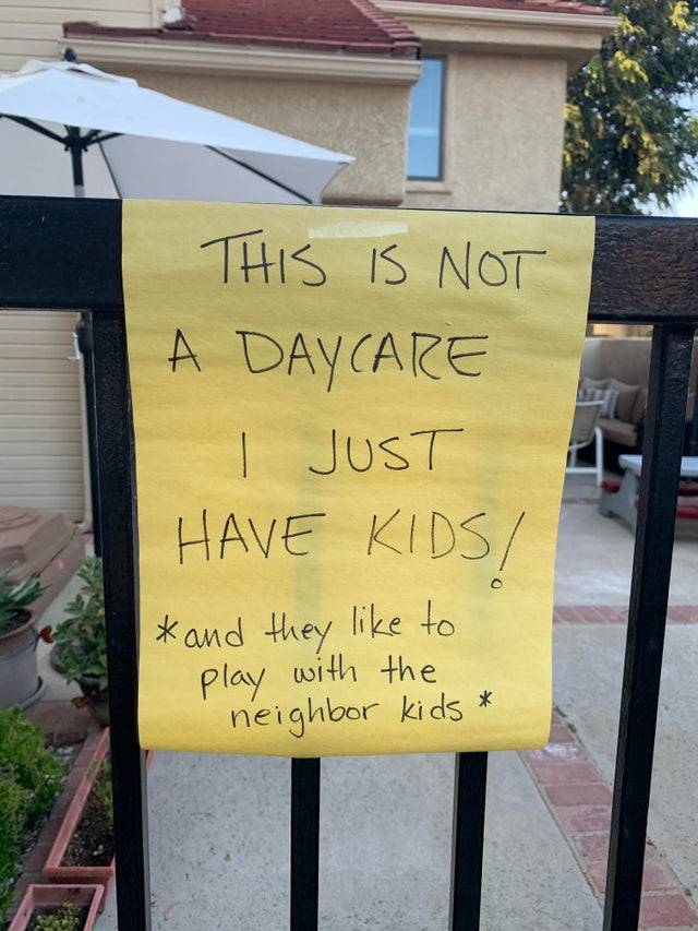 not a daycare sign