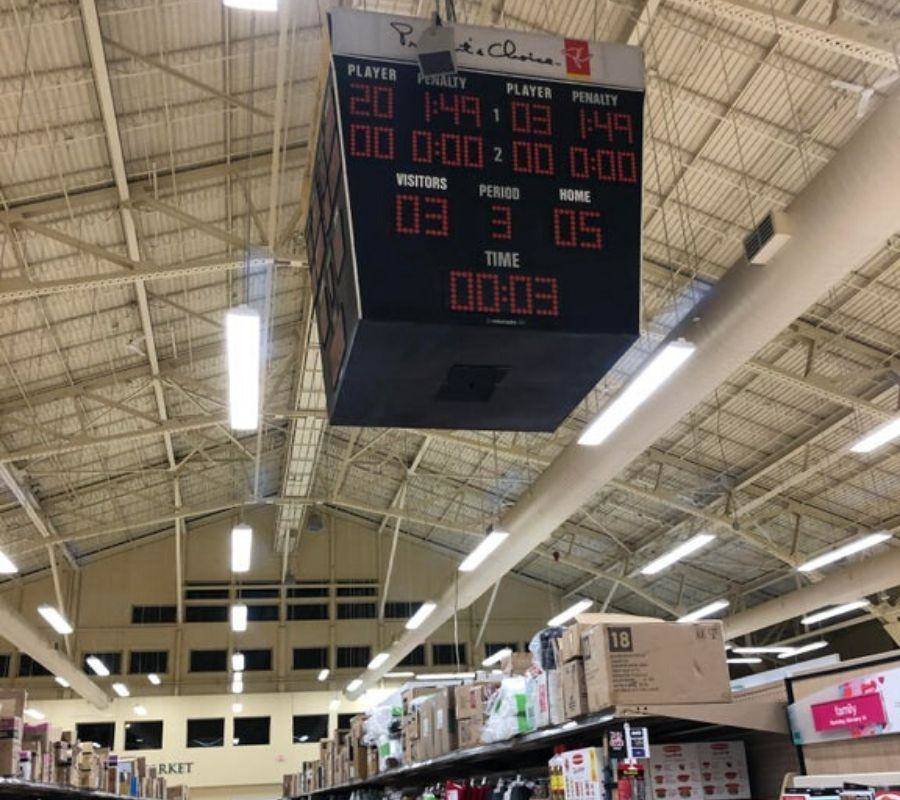 hockey arena grocery store with buzzer