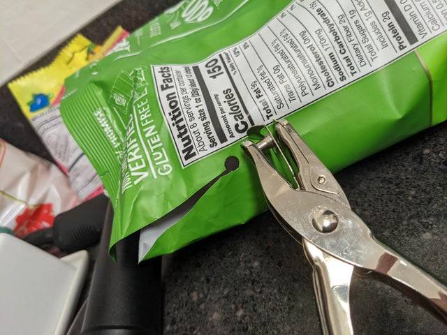 hole punch in chip bag