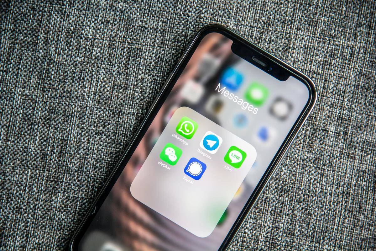Cell phone with message apps opened 
