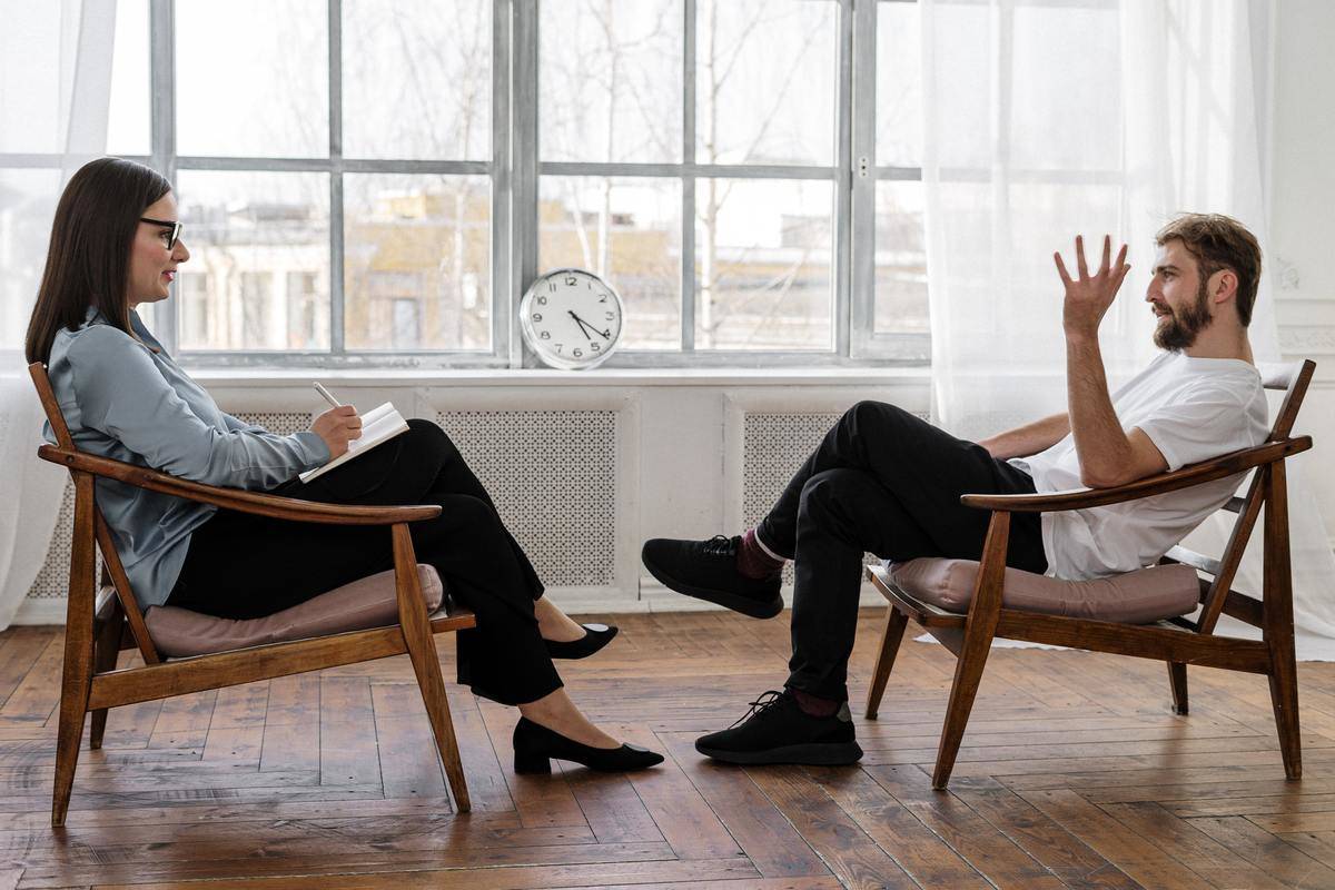 man and woman at therapy