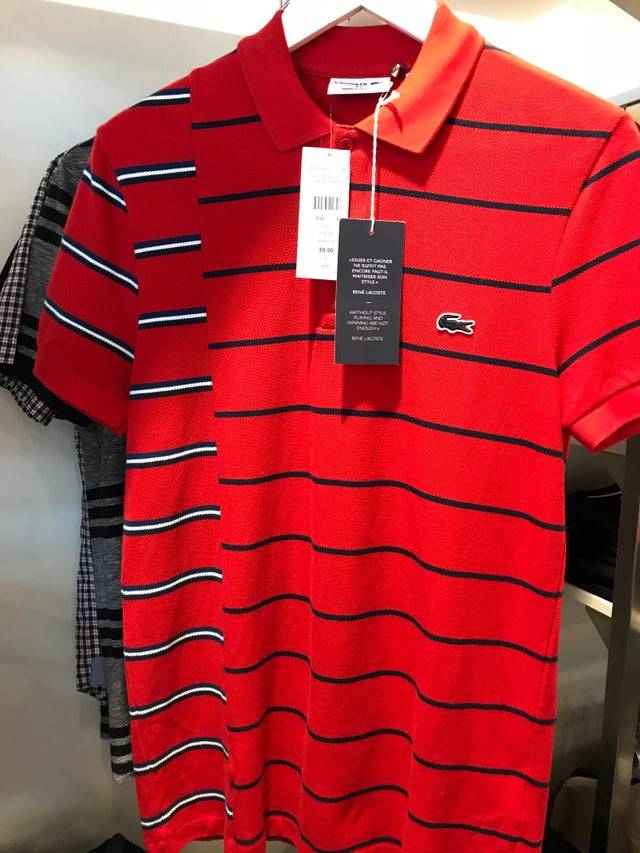 mismatched lines on lacoste shirt