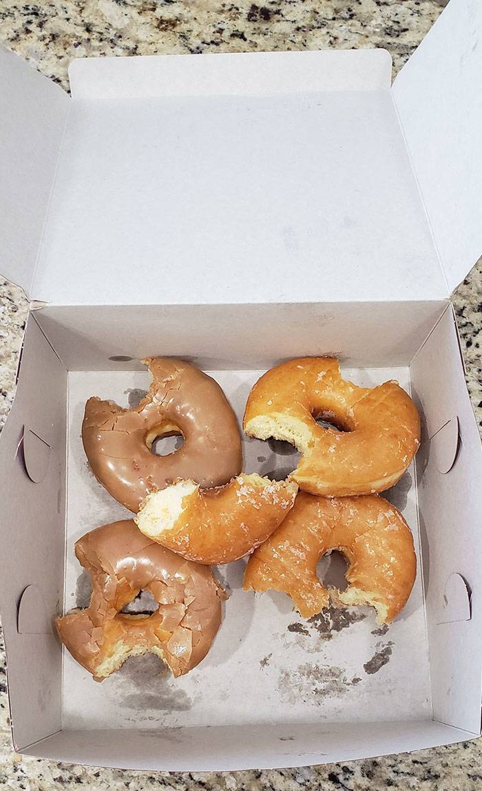 one bite donuts not even finished