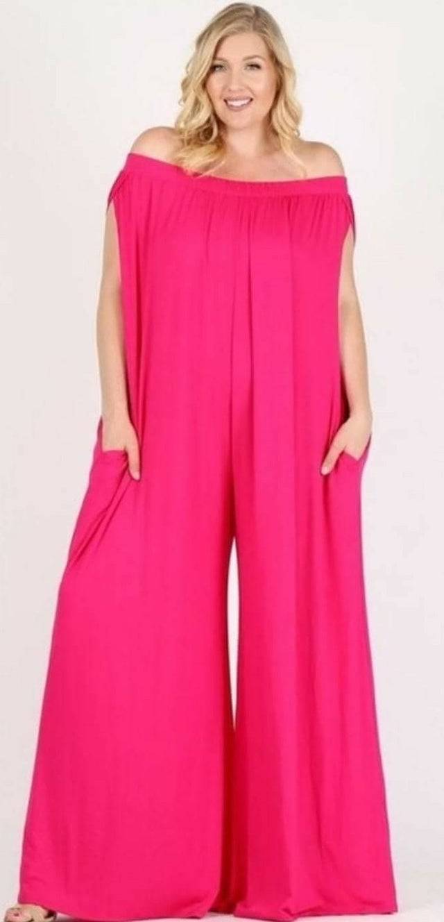 pants and dress in hot pink