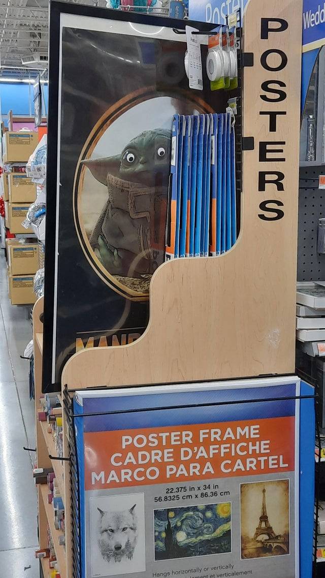 googly eyes on Yoda poster