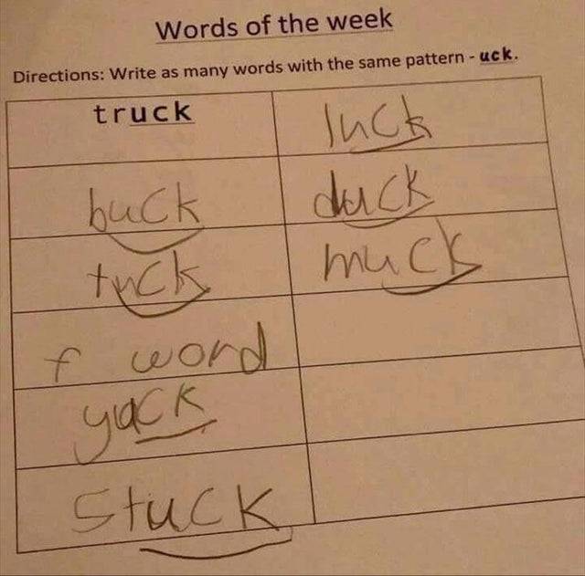 words that rhyme with truck