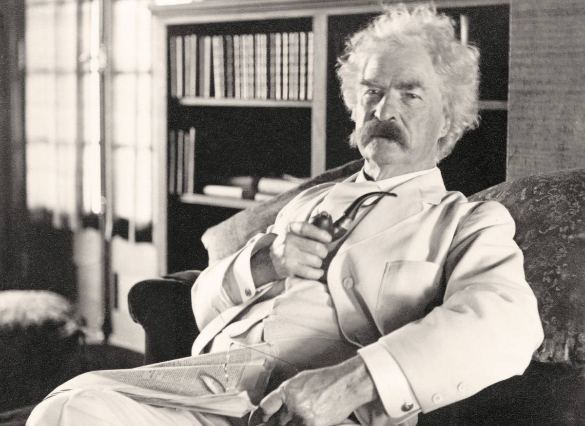 Samuel Langhorne Clemens 1835 to 1910 known by pen name Mark Twain American humorist, satirist, writer, and lecturer From photograph taken in his old age...