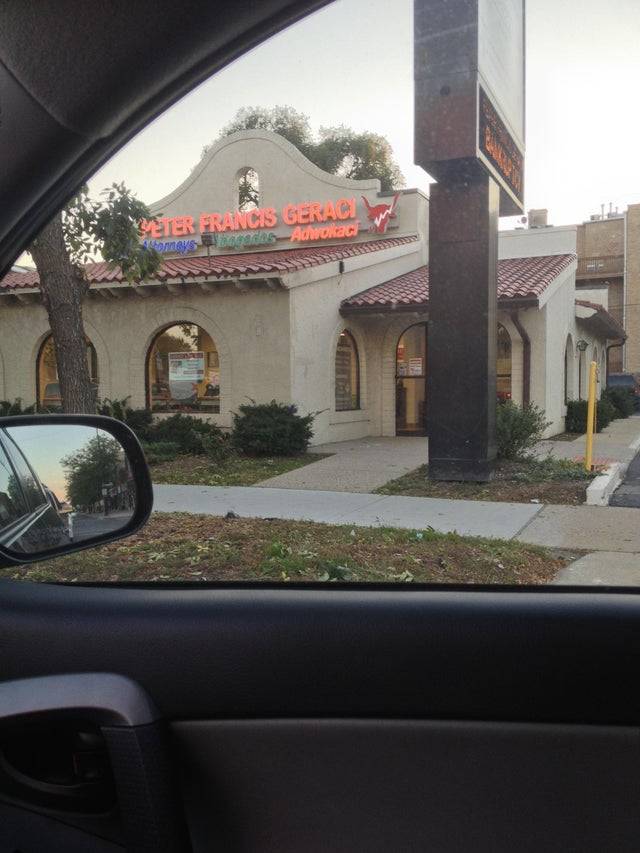 taco bell law firm with neon sign