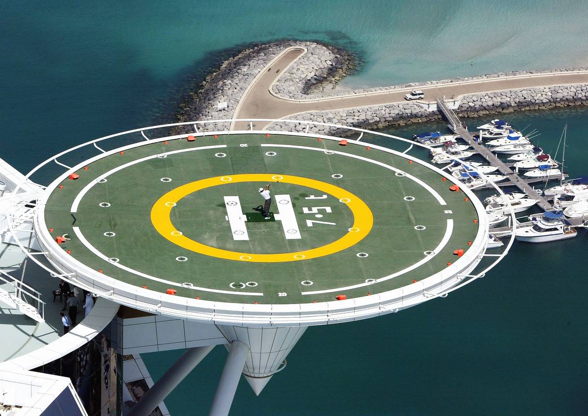 Tiger Woods On Top Of The Burj Al Arab