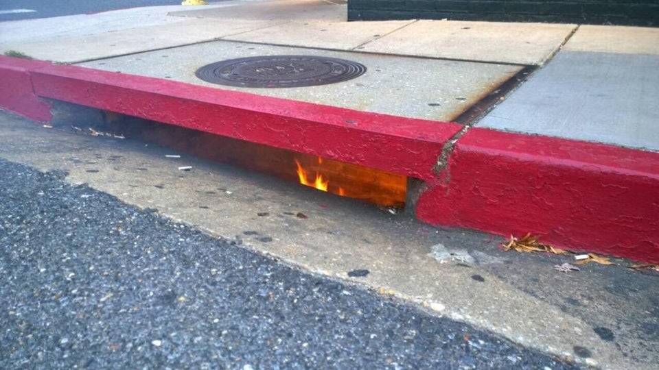 fire in sewer