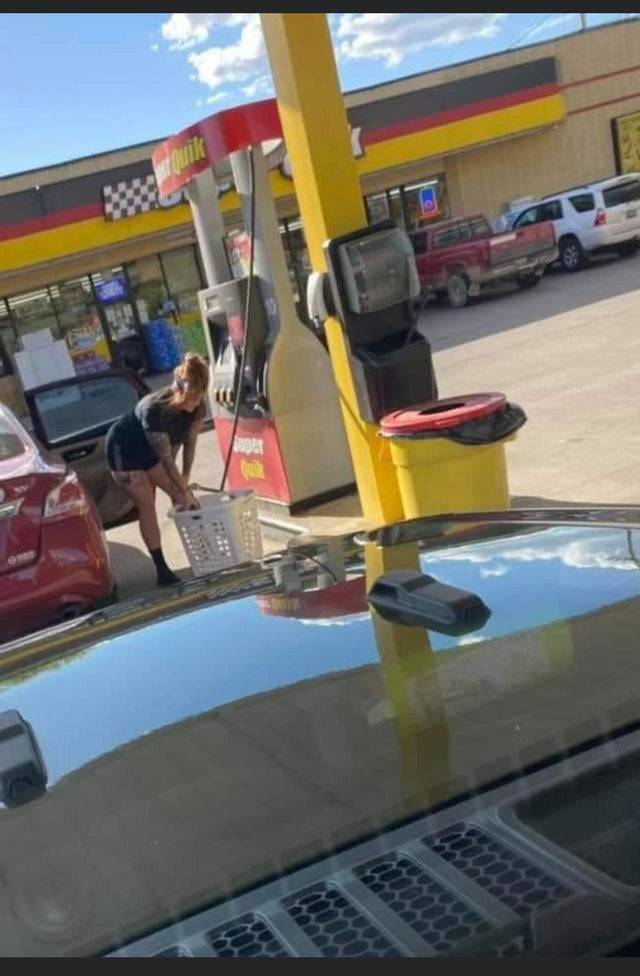 filling up basket with gas