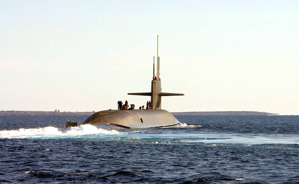 In 2003, an Ohio-class submarine sails off the coast of Florida.