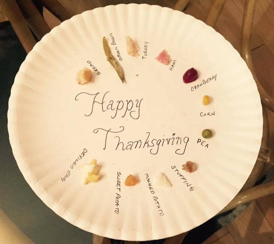 Person leaves a plate of tiny scraps for brother who asks her to save first