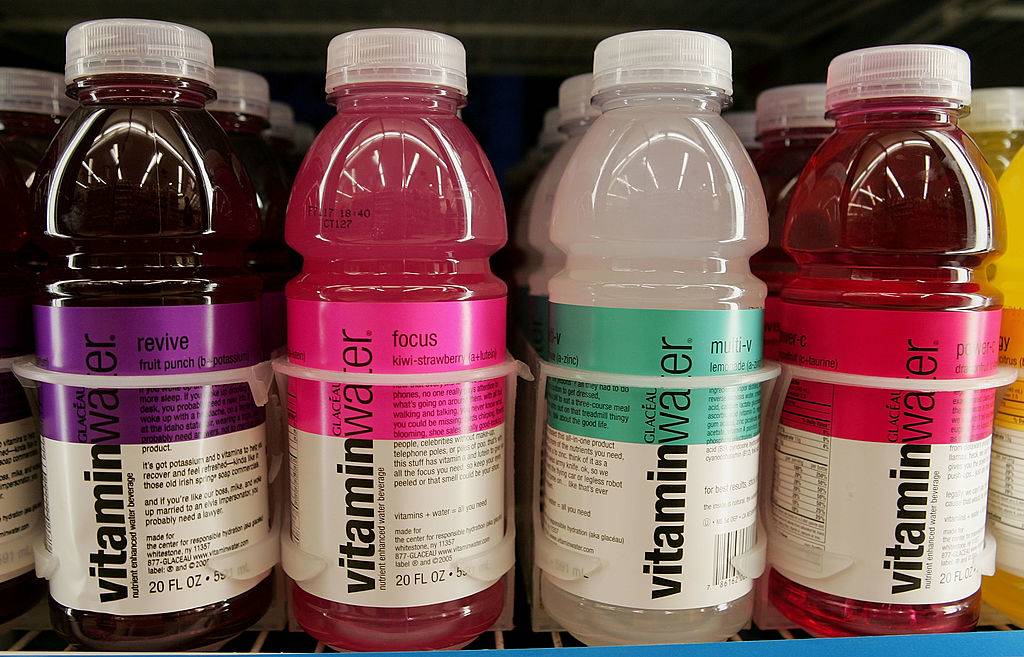 vitaminwater bottles on display at a store