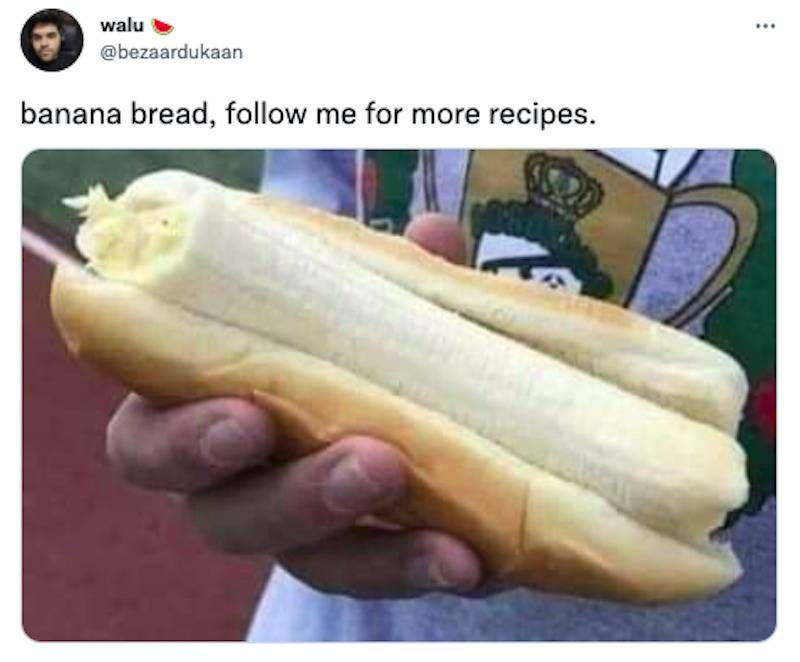 Twitter user shares his tip for homemade banana bread (he puts a banana inside a hot dog bun)