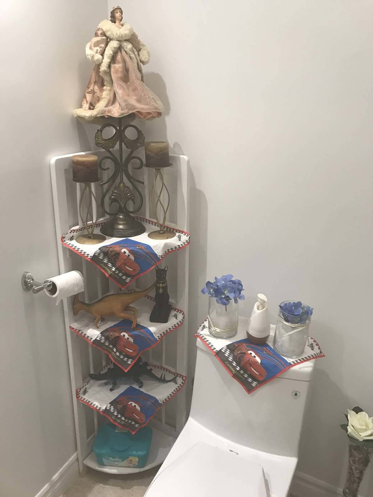 Bathroom decor from Cars movie and Christmas