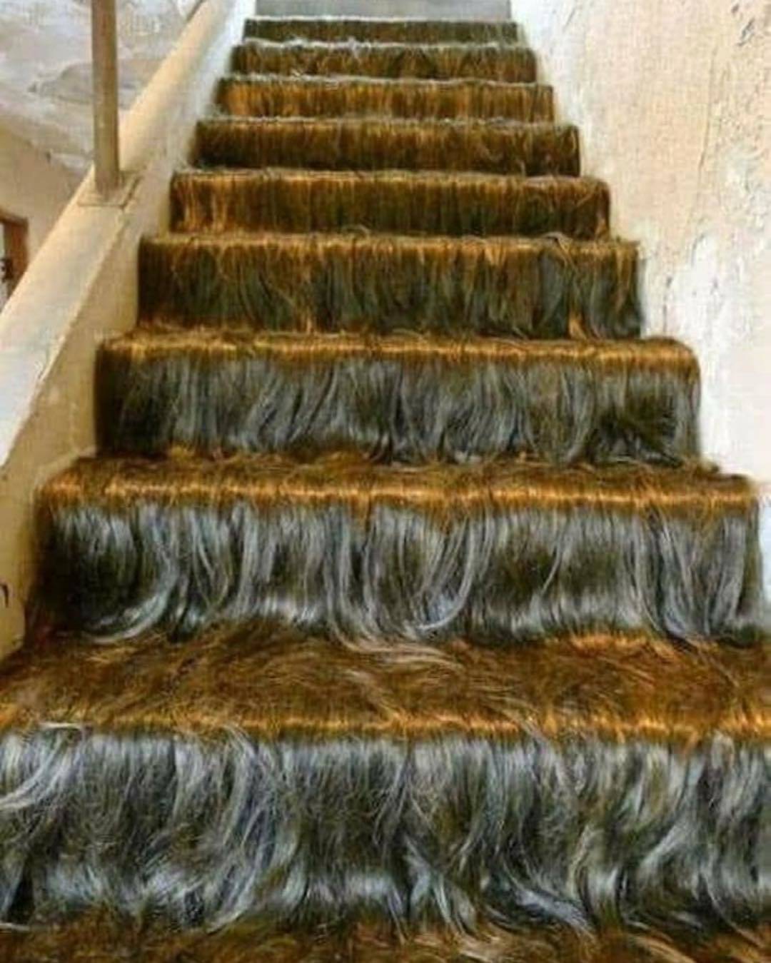 Long hair hanging down the stairs