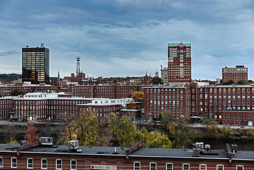 the city skyline in Manchester, New Hampshire